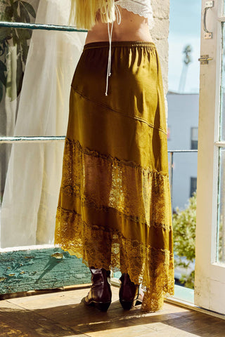 Freebird Satin Lace A-Line Skirt