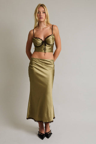 Dream On Satin Midi Skirt