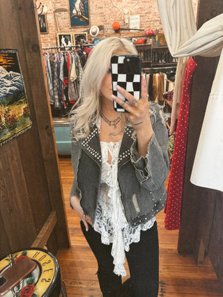 After Party Denim Moto Jacket