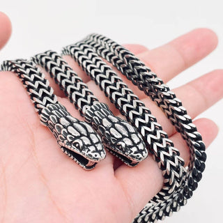 Double Snake Head Men's Chain Necklace