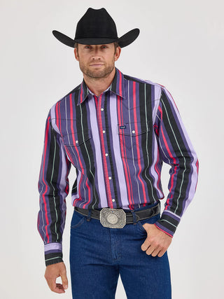 Wrangler® Vintage Inspired Brushpopper Striped Snap Up