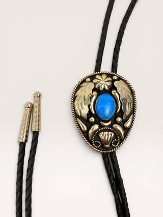 Southwestern Style Ornamental Turquoise Bolo Tie