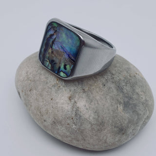 Inlaid Shell Stainless Steel Ring
