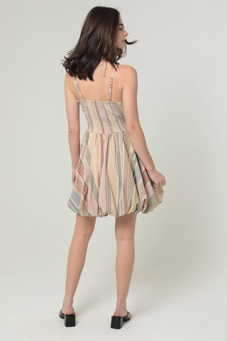 Candyce Striped V-Neck Twist Mini Dress