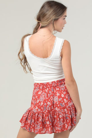 Sienna Paisley Print Mini Skort