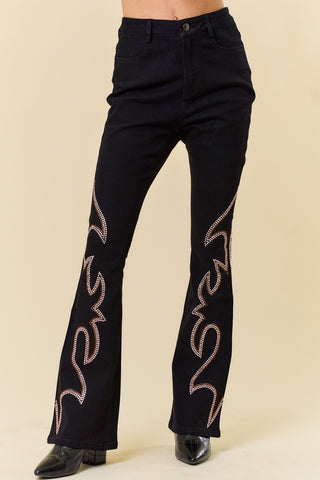 Wait For Me Denim Bell Bottom Embellished Jeans