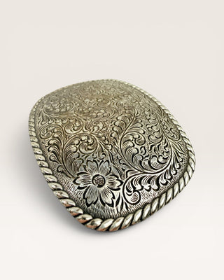 Vintage Nocona Buckles Etched Flower Belt Buckle