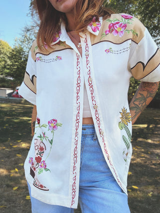 Mojave Linen Button Up Button Blouse