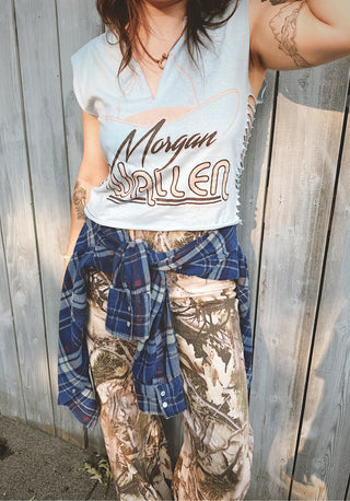 Morgan Wallen V-Neck Chop Shop Muscle Tank Crop Top