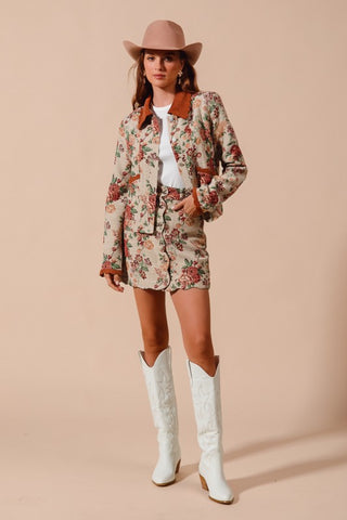 Letting Me Down Jacquard Tapestry Mini Skirt