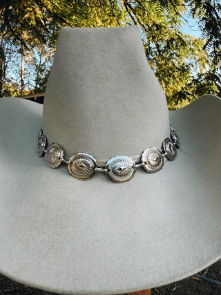 Twister Hat Band  1" Silver Conchos