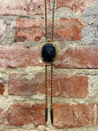 Gold Framed Sodalite Bolo Tie