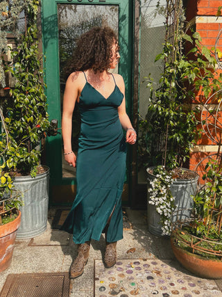 Greener Pastures Satin Maxi Dress