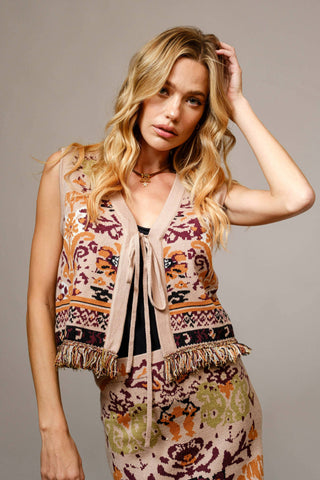 Smoke On The Water Tie Front Sweater Vest