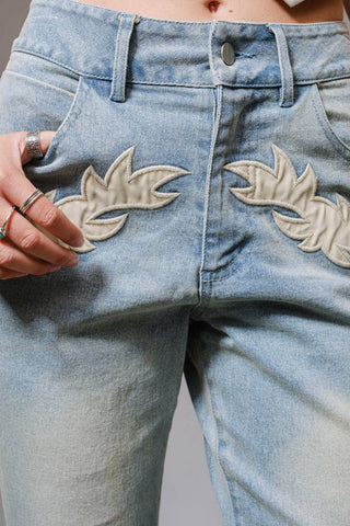 Miley Washed Western Accent Jeans