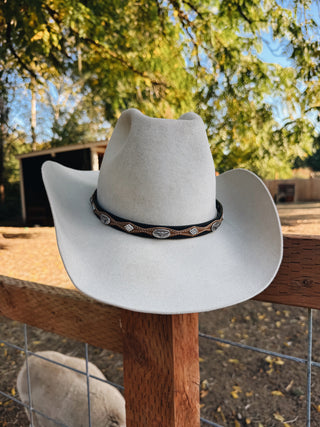 Genuine Leather Hat Band With Longhorn Conchos