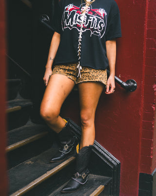 So Fine Leopard Denim Shorts