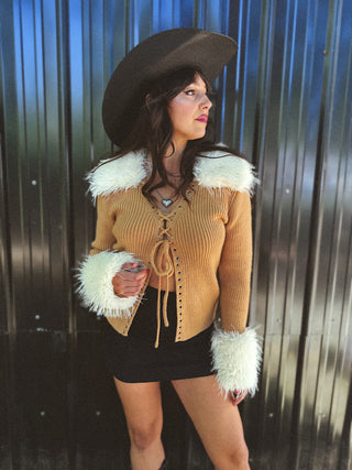 Penny Faux Fur Trim Sweater