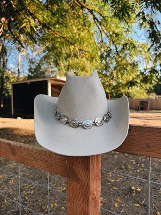 Twister Hat Band  1" Silver Conchos