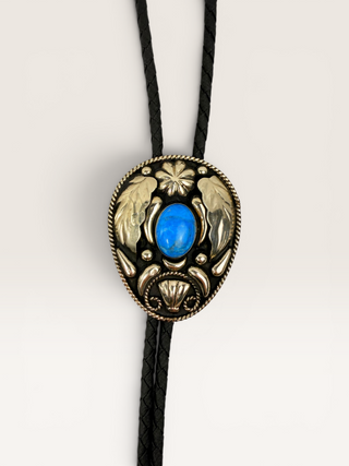 Southwestern Style Ornamental Turquoise Bolo Tie