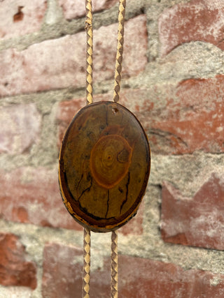 Sliced Polished Wood Bolo Tie
