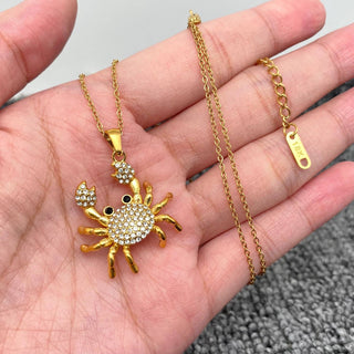 18k Gold Claws Crab Necklace