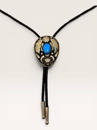 Southwestern Style Ornamental Turquoise Bolo Tie