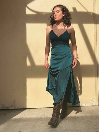 Greener Pastures Satin Maxi Dress