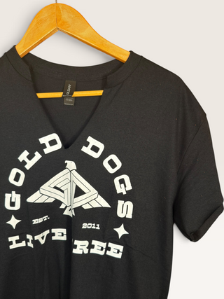 Gold Dogs Live Free Chop Shop Simple V-Neck T-Shirt