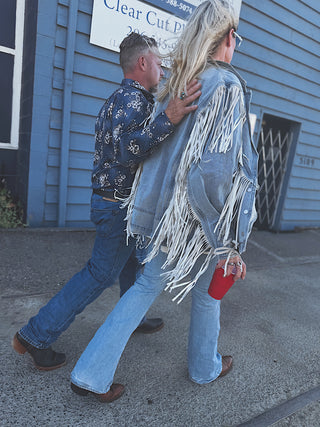Who’s Your Daddy Denim Fringe Jacket