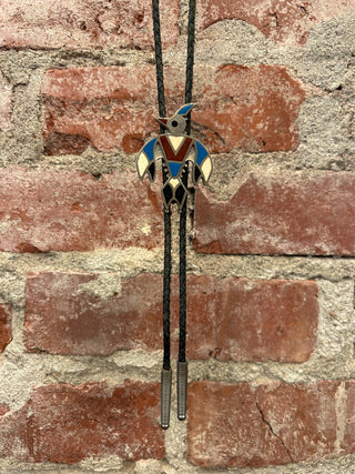 Native American Zuni Sterling Silver Thunderbird Bolo Tie