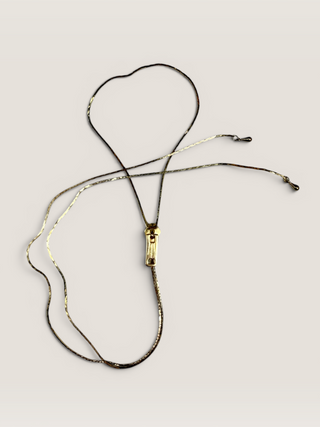 Gold Colored Zipper Necklace Bolo Tie