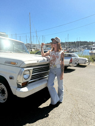 Stevie Wide Leg Mid Rise Denim