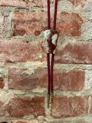 Red Crazy Lace Agate Bolo Tie