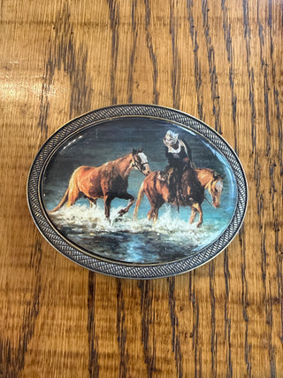 Driving Horses Belt Buckle