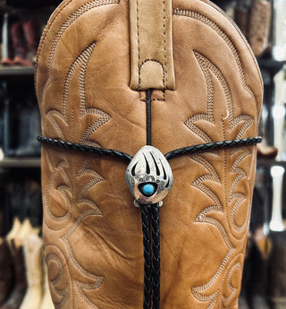 Sterling & Turquoise Bear Paws Bolo Tie