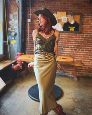 Dream On Satin Midi Skirt