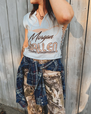 Morgan Wallen V-Neck Chop Shop Muscle Tank Crop Top