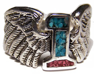 Number 1 Winged Biker Ring