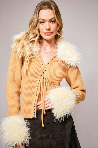 Penny Faux Fur Trim Sweater