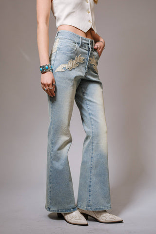Miley Washed Western Accent Jeans