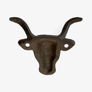 Rustic Cast Iron Bull Head Hat Hook