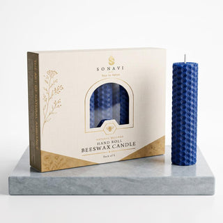 Blue Beeswax Candlestick