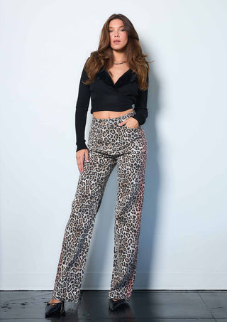 Leopard Wide Leg Jeans