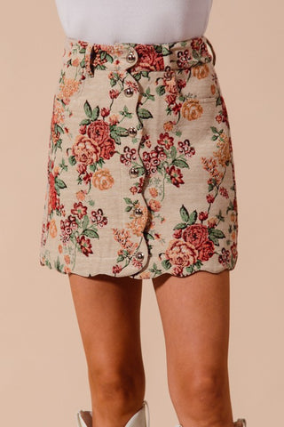 Letting Me Down Jacquard Tapestry Mini Skirt