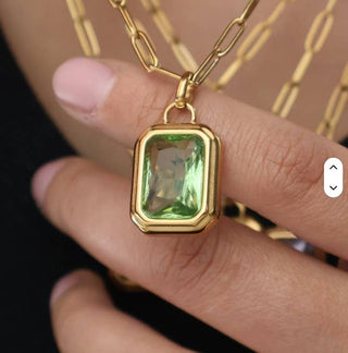 18k Gold High Voltage Emerald Cut Necklace